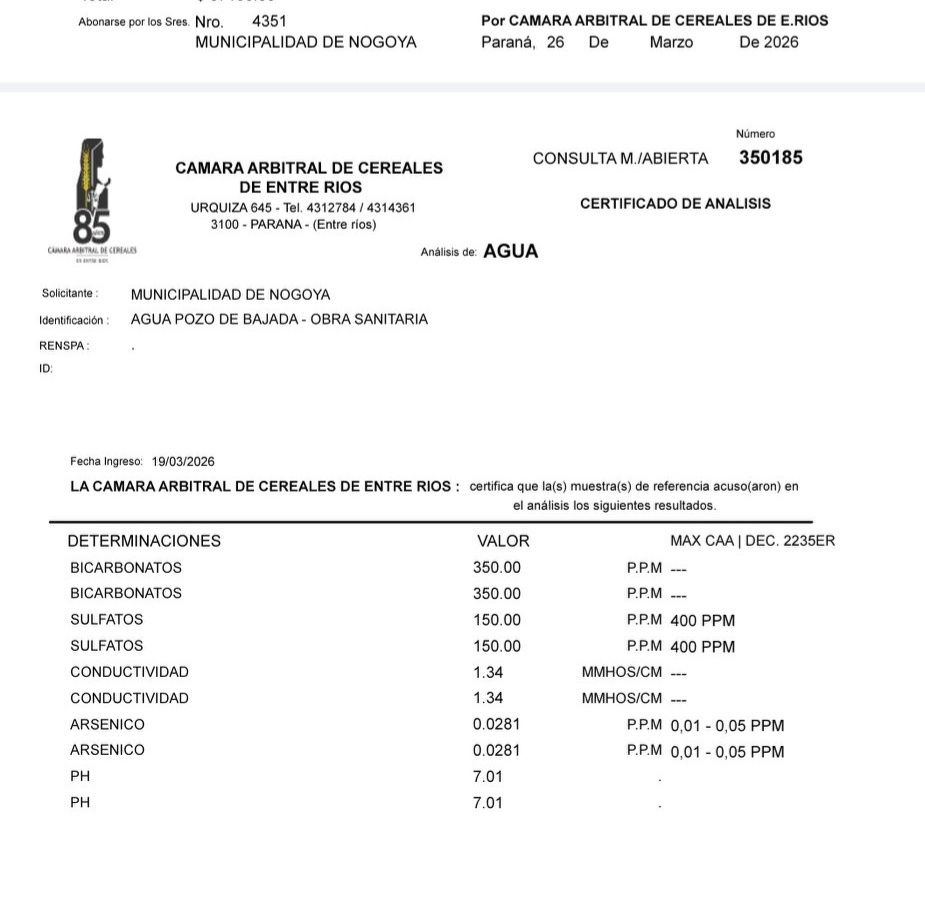 Agua en Nogoyá: controles municipales dentro de norma y expectativa por los resultados de la investigación federal