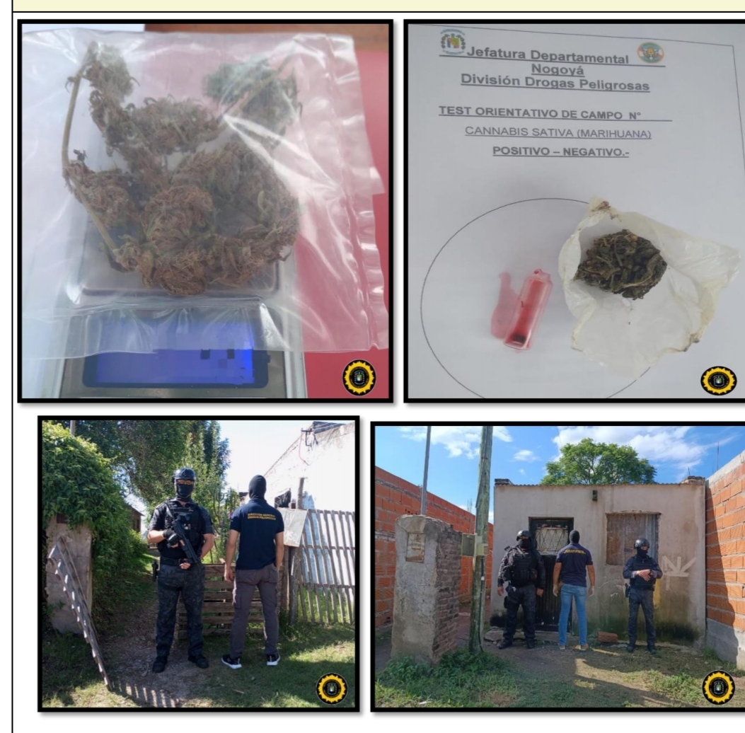Golpe al narcomenudeo en Nogoyá: dos detenidos y secuestro de droga, dinero y elementos de venta