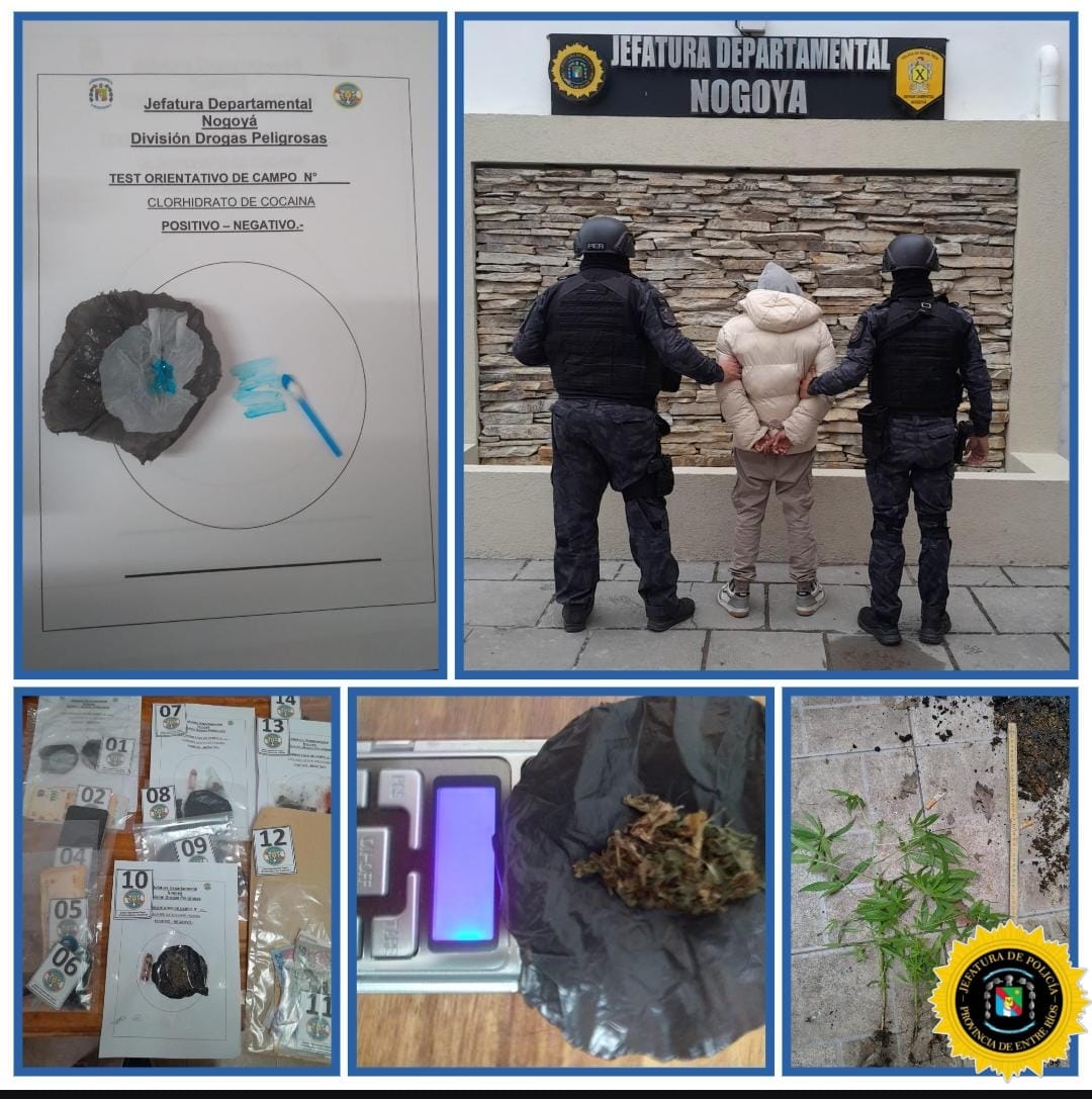 Golpe al narcomenudeo en Nogoyá: cayeron dos «kioscos» de droga en simultáneo y hay un joven detenido